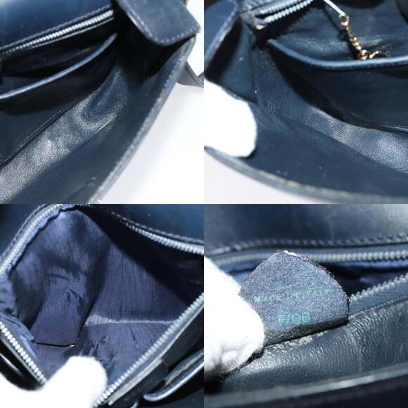 CELINE Shoulder Bag Leather Navy Gold - Picture 12 of 12